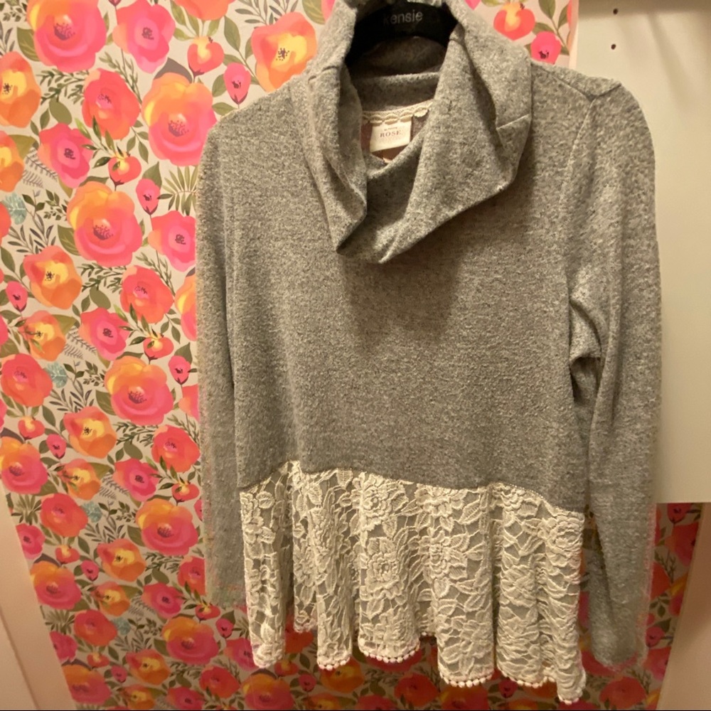 Knox Rose Size M Gray Cowl Neck Turtleneck